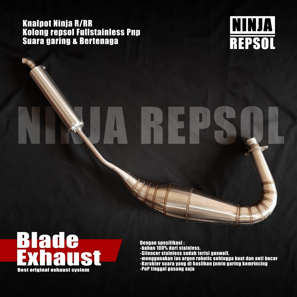 Knalpot Ninja R/RR/SS kolong Repsol Mode/type Yy pang yypang Fullstainless Pnp Suara Garing Dan Bert