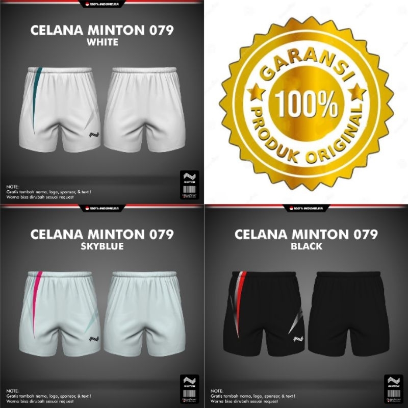 CELANA PENDEK MINTON 079 BADMINTON ORI IMPORT VOLLY GOWES PINGPONG ORIGINAL PREMIUM KAOS PRIA WANITA