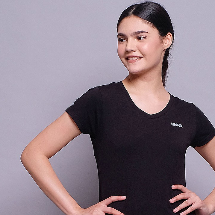 Baju Olahraga Wanita / baju yoga / baju gym katun spandex warna hitam