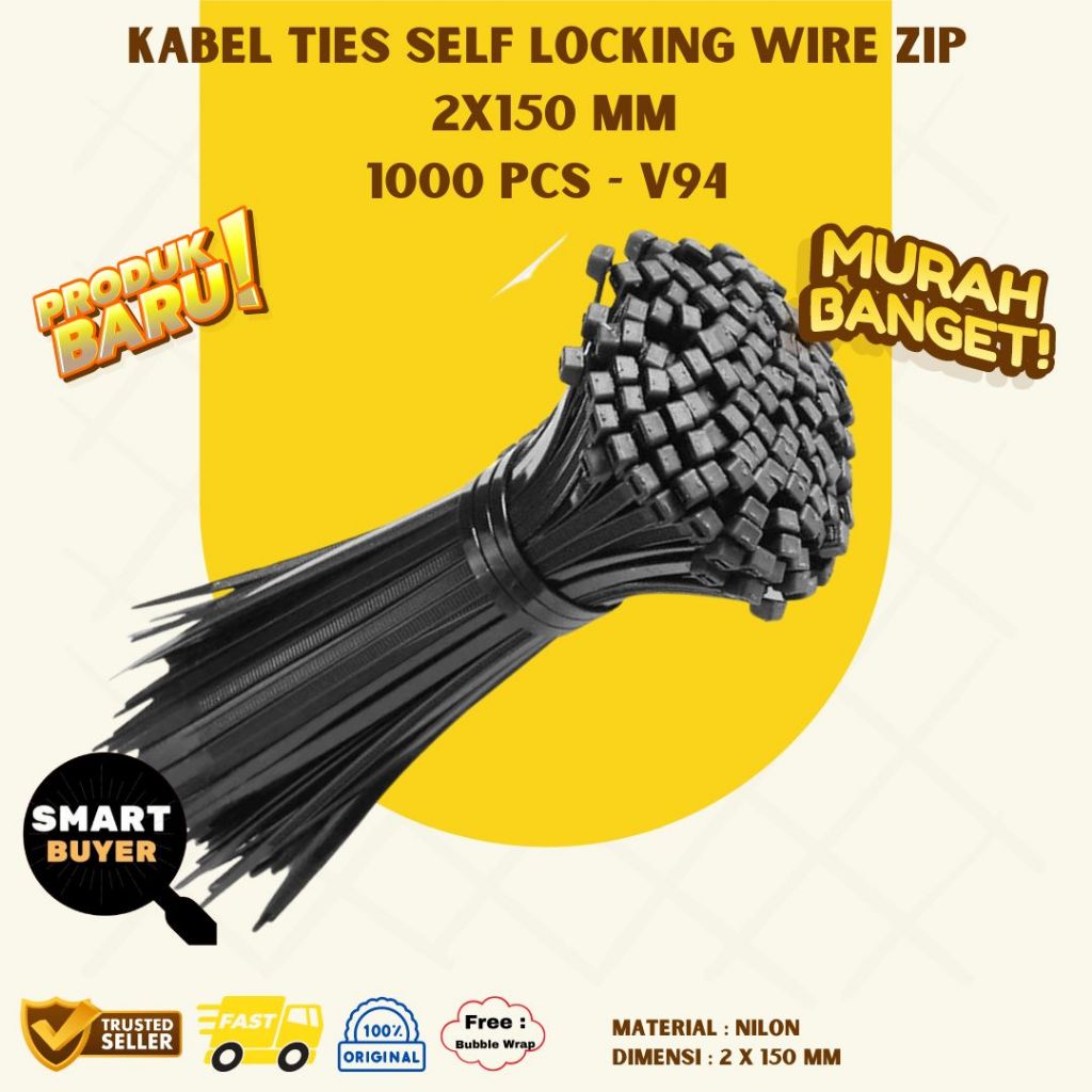 

Kabel Tis Tali ikat Gofood Ties Self Locking Wire Zip 2x150 mm 100pcs