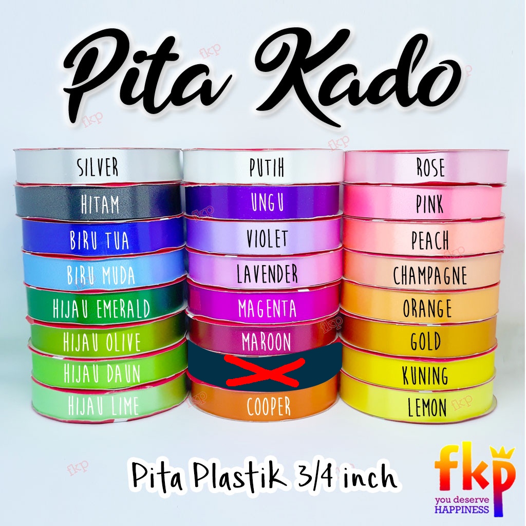 

FUN KIDS PARTY Pita Jepang 3/4 inch - Pita Kado - Pita Plastik - Kertas Ribbon Polos 2cm