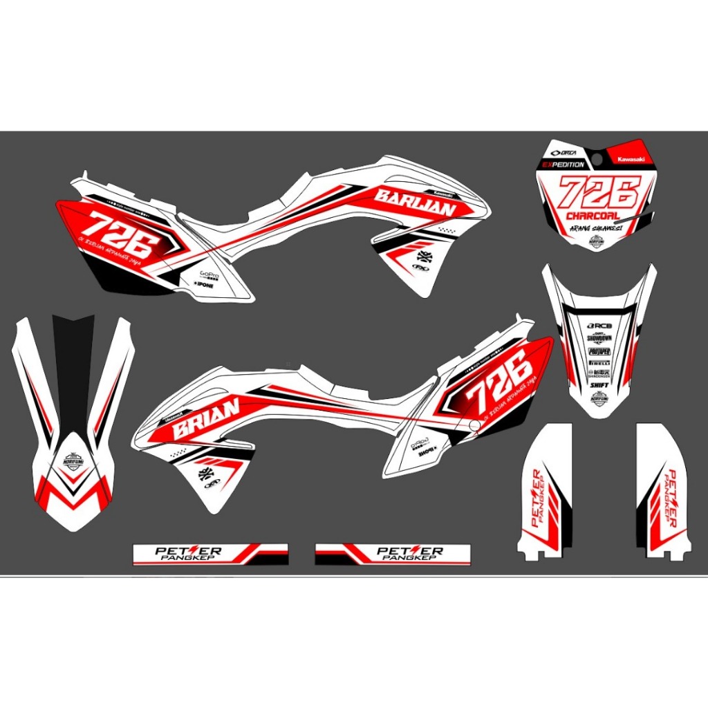 Decal Stiker Klx Bf 150 Dekal Striping Sticker New Klx Bf Extreme Dekal Klx 150 G Putih Grafis Merah