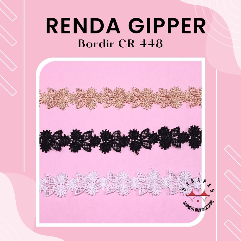 Renda Gipper CR 448 ROL Renda Bordir Hiasan Baju Mukena
