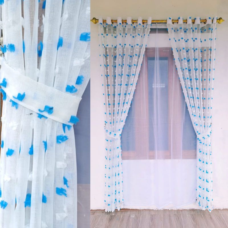 Gorden Vitrase Ruby Gorden Jendela Minimalis Ruby Ungu Coklat  Model Smokring Ukuran L140 X T200cm