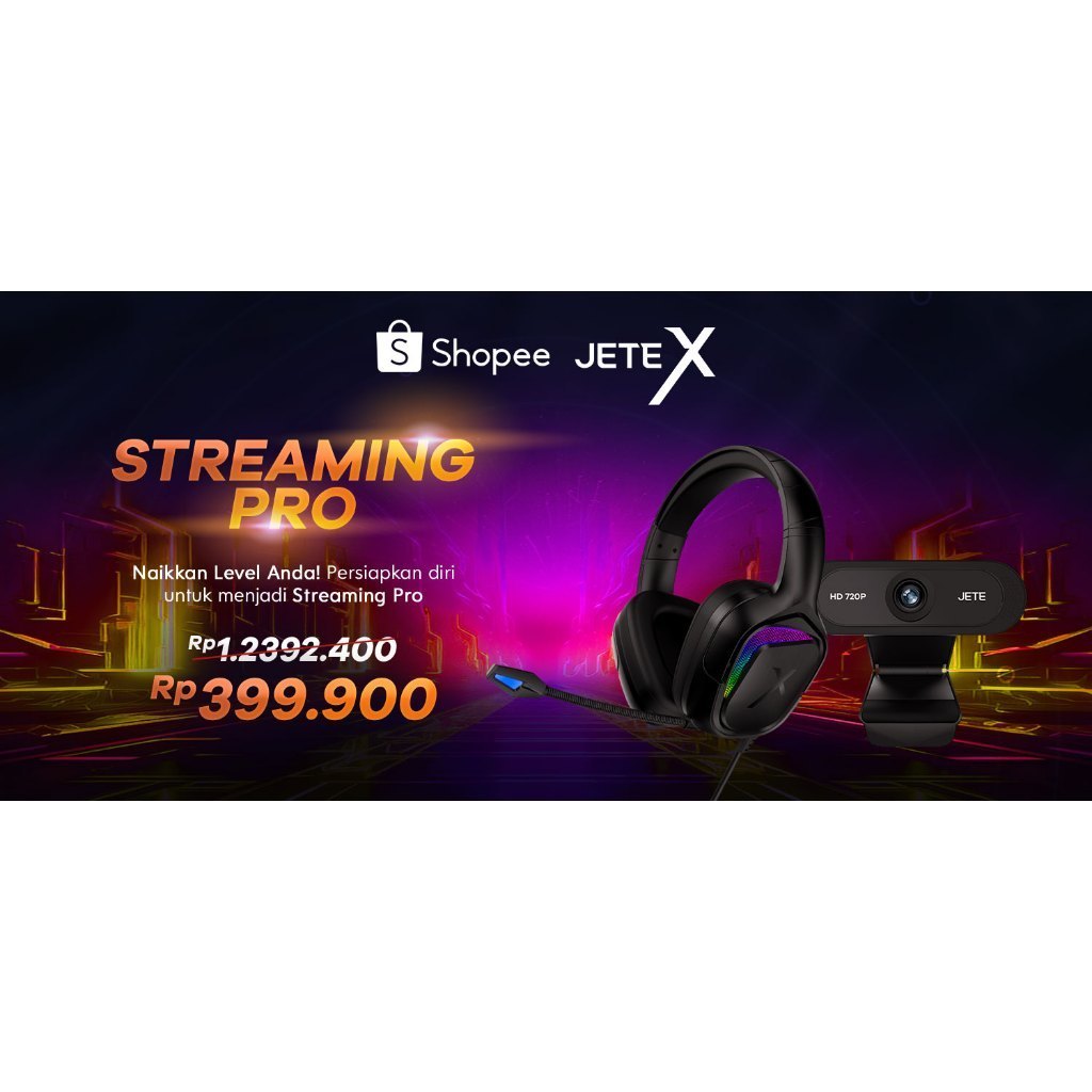 JETE Gaming Starterpack Paket Streamer Pro Headset G6 + Webcam W5