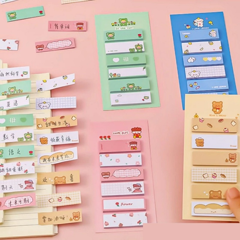 

RD Sticky Notes Lucu 6IN1 Tempelan Kertas Catatan 120 Lembar Notes Kertas Tempel Karakter Bear Frog Girl Pembatas Buku Cute Imut Penanda Buku Memo Stick Stationery Memo Pad Convenience Cute 6 IN 1