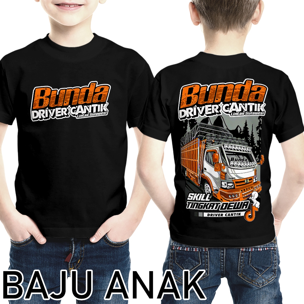 KAOS ANAK TRUCK OLENG  MANIA BUNDA DRIVER WARNA ORANGE CANTIK BAJU ANAK KAOS BUS KAOS MOBIL TRUCK