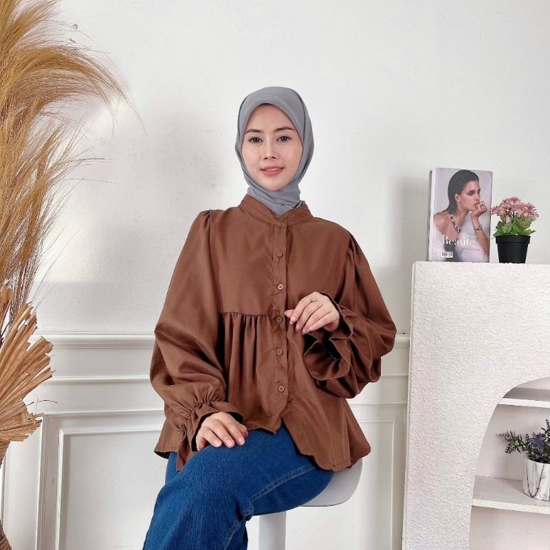 COD/ BAJU BLOUSE WANITA OVERSIZE HIJAB FRIENDLY /BLOUSE WANITA SERUT PINGGANG LENGAN /BLOUSE KERJA H
