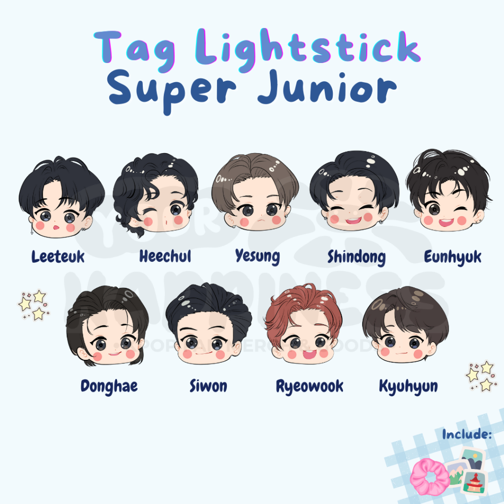 TAG Lightstick Super Junior Chibi version / subong / aksesoris / dekorasi ls / leeteuk heechul yesun