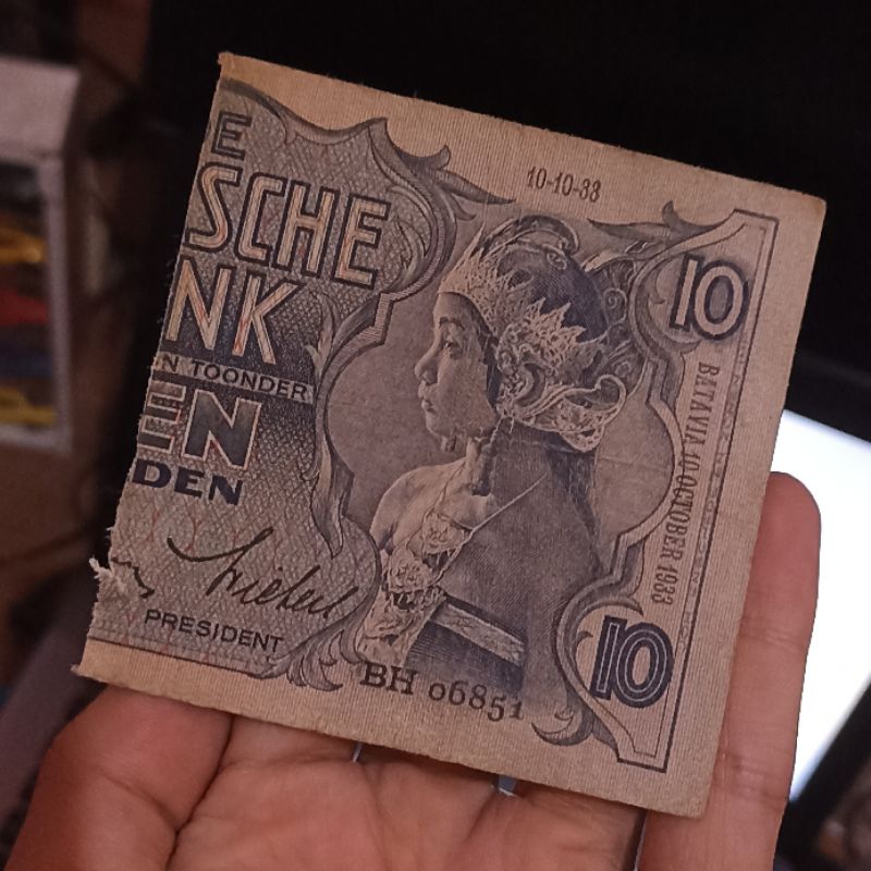 Uang Kuno Senering Wayang 10 Gulden 1934
