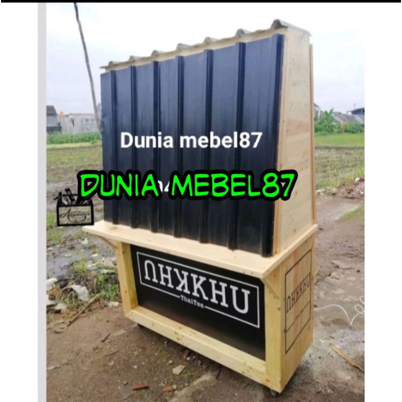Booth kayu jati Belanda murah gerobak jualan booth portabel modern