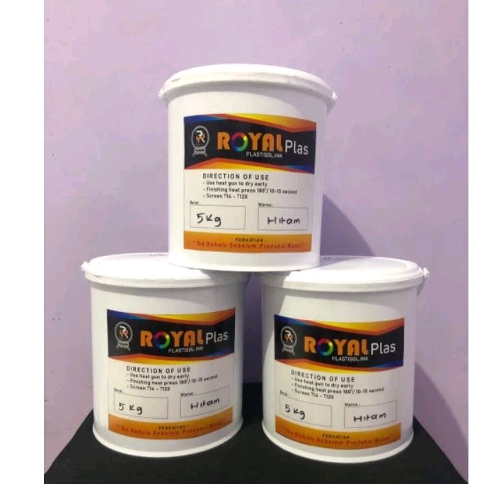 

Tinta Plastisol Hitam Economis @ 5kg Royalplas