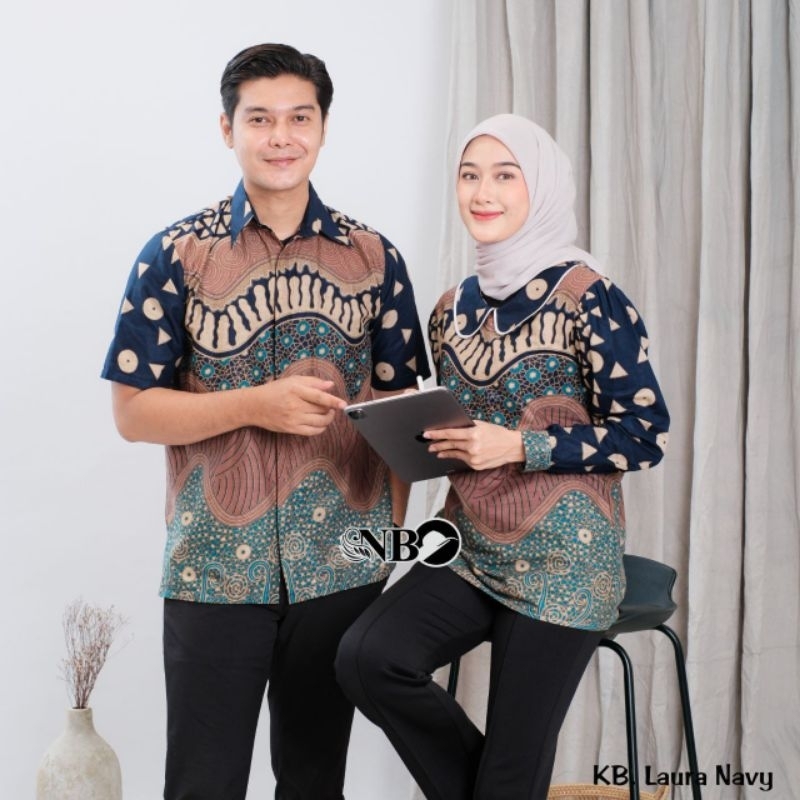 Couple Batik/Couple Blus Batik/Blus/Kemeja/Couple Bluse Kombinasi Motif Laura