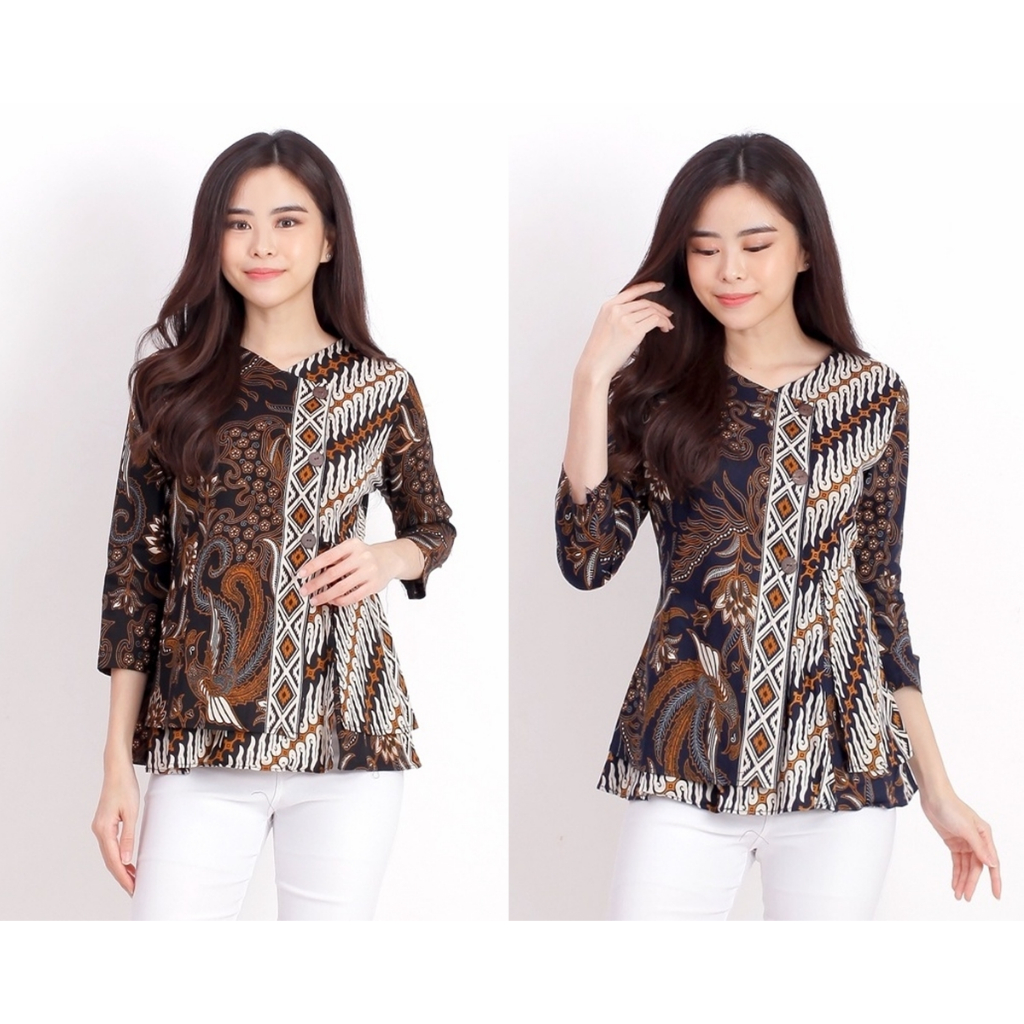 BAJU BLOUSE BATIK WANITA 184 PRG BATIK PREMIUM MODERN KEKINIAN BAJU BATIK KERJA KANTOR PESTA KASUAL 