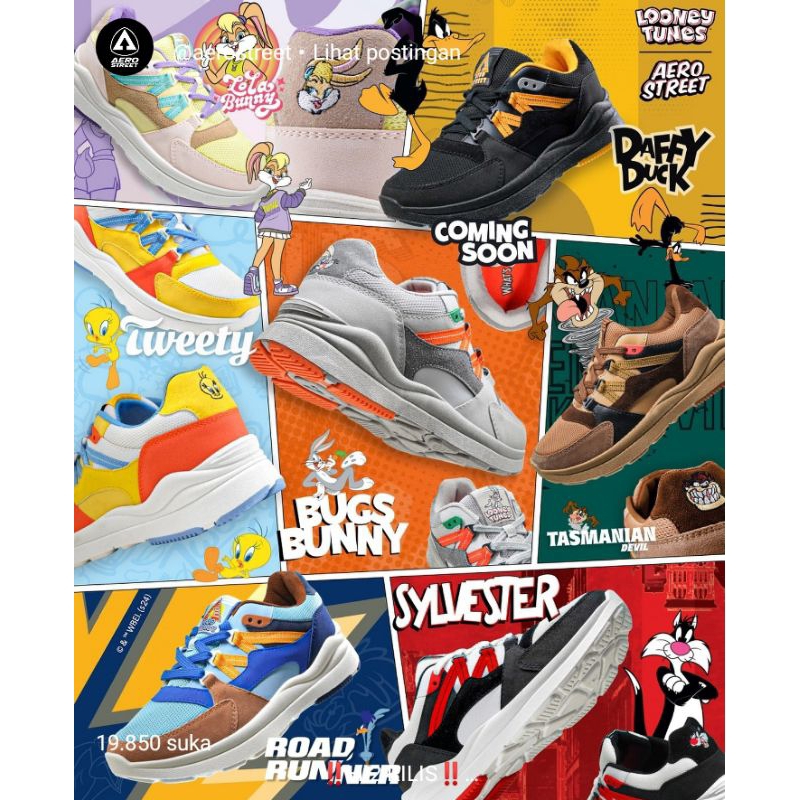 [Original 100%] AEROSTREET X LOONEY TUNES SEPATU COLLABS