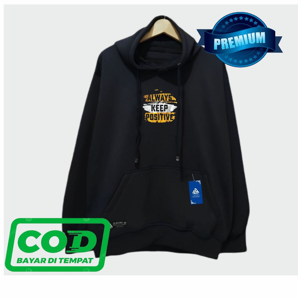Jaket Sweater Hodie POSITIF Polos Hitam Ori Pria Terbaru 2024 Kekinian Hoodie Distro Pria  Original 