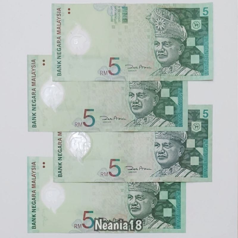 Koleksi Ringgit Malaysia Pecahan 5 Ringgit Old Series Polymer