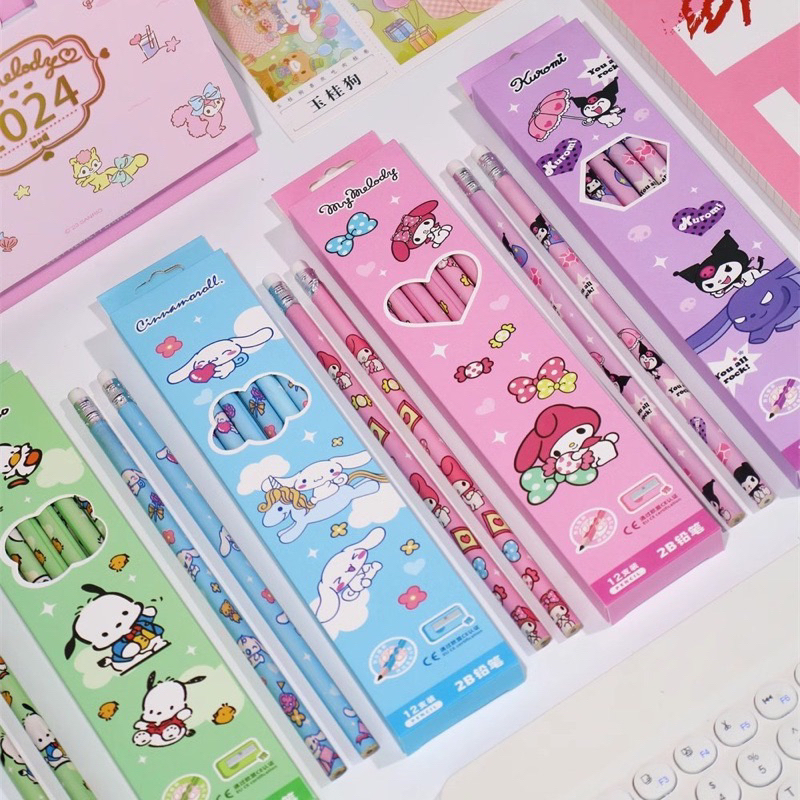 

DS21 (12 pcs) Pensil 2B HB Karakter + Rautan / Pencil Kayu 2B HB Kartun sanrio