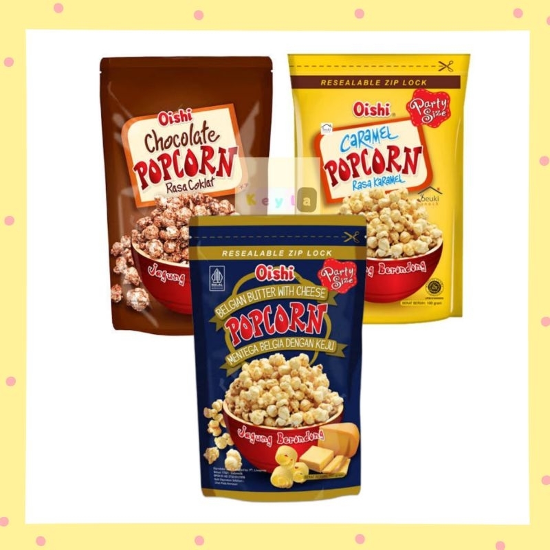 

Oishi Popcorn 100 gram Coklat, Caramel, Mentega Belgia dengan keju