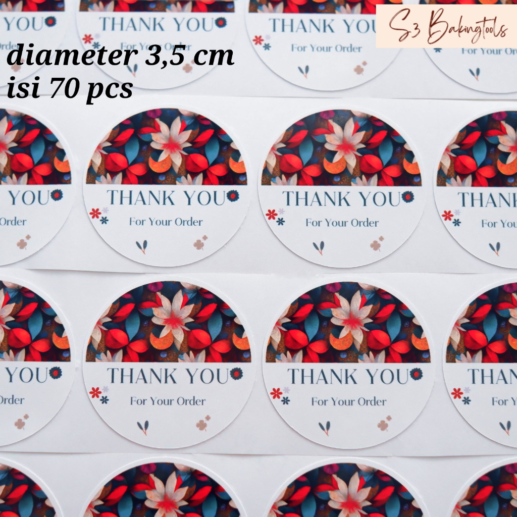 

Sticker label stiker thank you floral isi 70 pcs