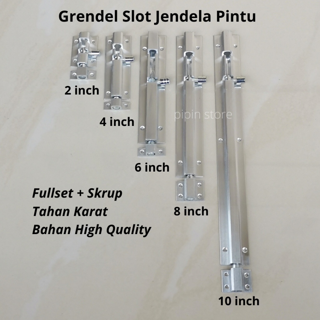 Grendel Slot Pintu Jendela Rumah 2 4 inch 6 8 10 inch Kunci Selot Pintu Pengunci Slot Grendel Jendela Kayu Alluminium Tebal Satu Set