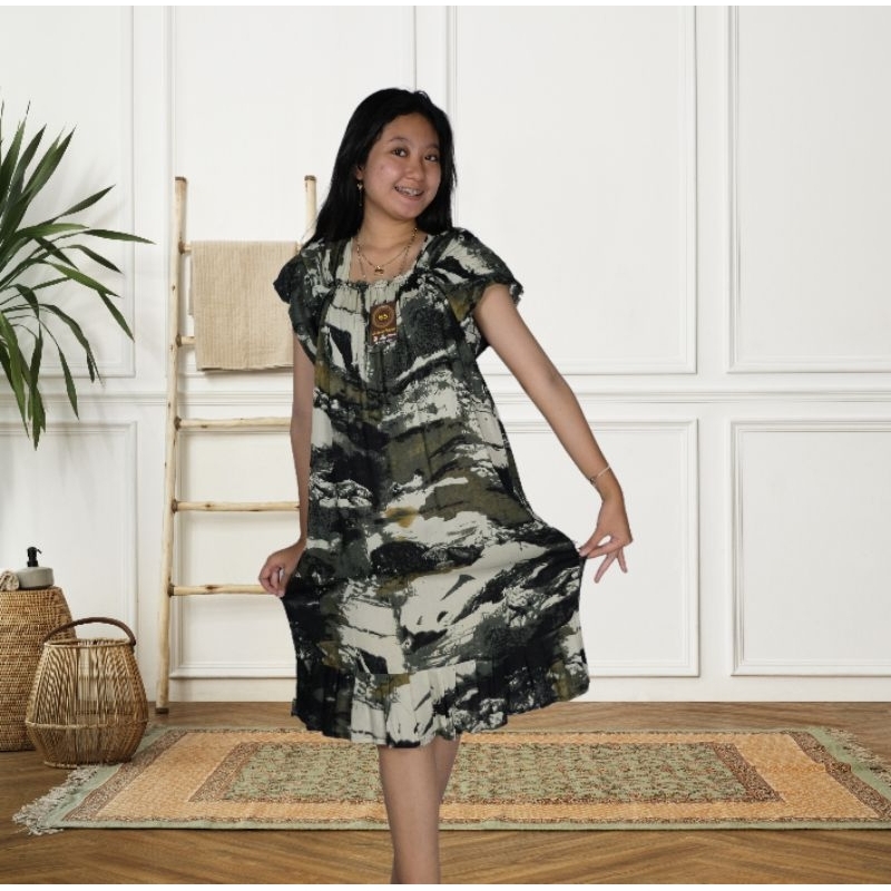 Daster Midi Serut Baju Ibu Menyusui