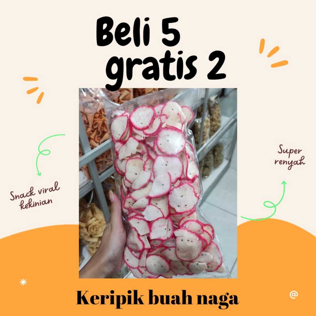 

Keripik Buah Naga Super Renyah Beli 5 gratis 1