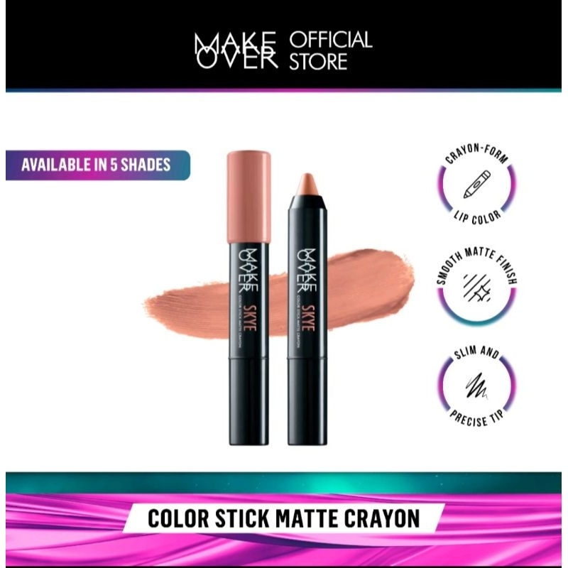 [BISA COD] Make Over Color Stick Matte Crayon 2.6 gr - Lipstick Matte SKYE