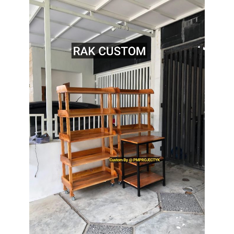 rak kayu custom, rak sepatu, rak makanan, rak kayu, rak chiki