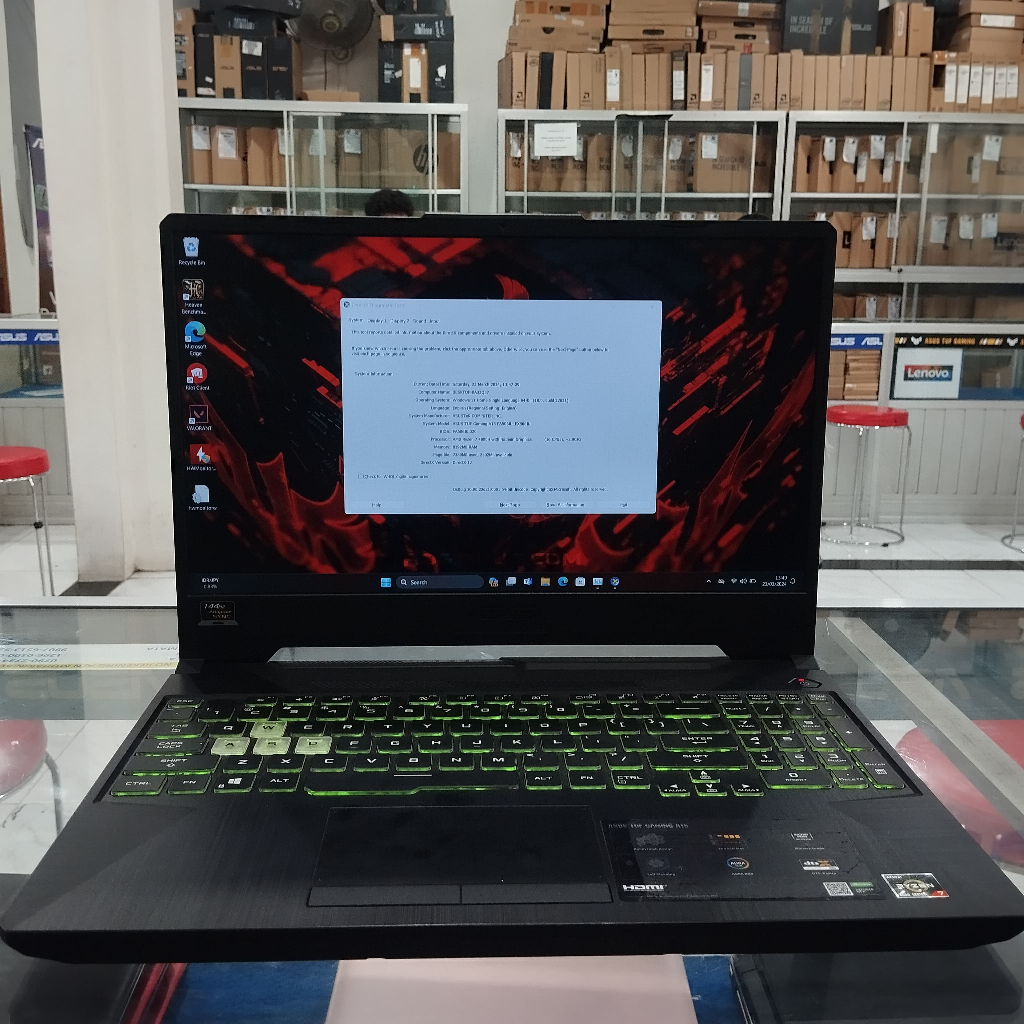 Laptop Gaming Asus TuF A15 Ryzen 7 4800 RAM 8GB SSD 512GB GTX 1660TI 6GB Mulus