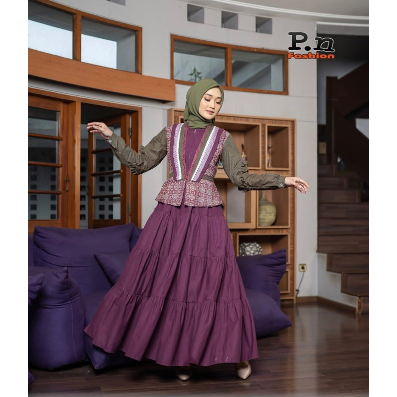 GAMIS PN FASHION GM 1518 UNGU /GAMIS WANITA WARNA UNGU DRESS MUSIMAH KEKINIAN TRENDY ORIGINAL PREMIU