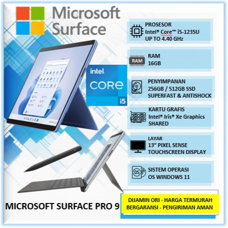 Microsoft Surface Pro 9 Intel i5 1235U 16gb 512gb ssd 13" Pixel Sense