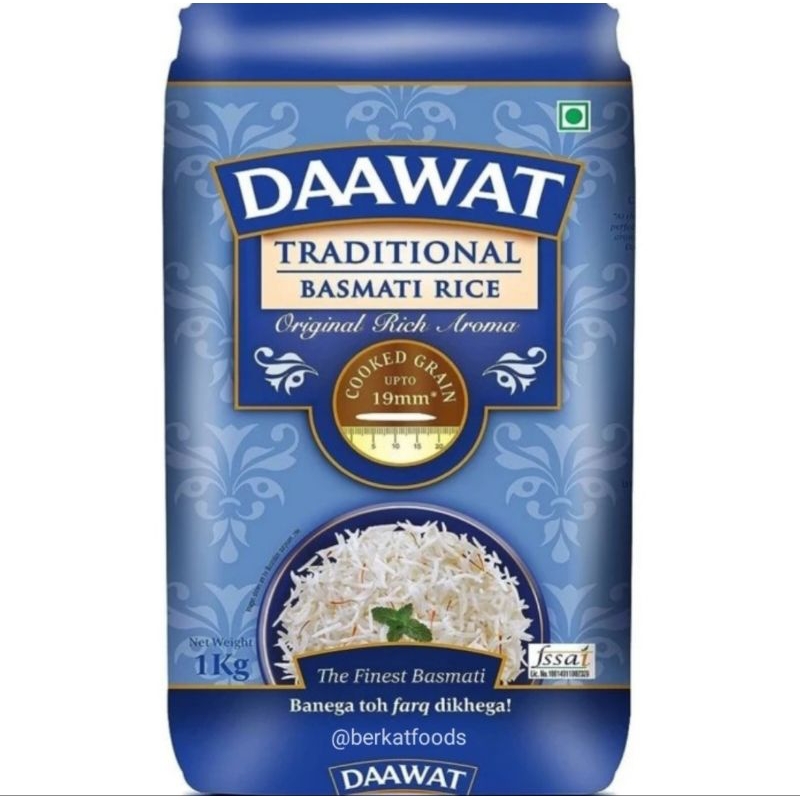 

Basmati Rice Daawat Traditional Premium / Beras Original Rich Aroma India 1Kg