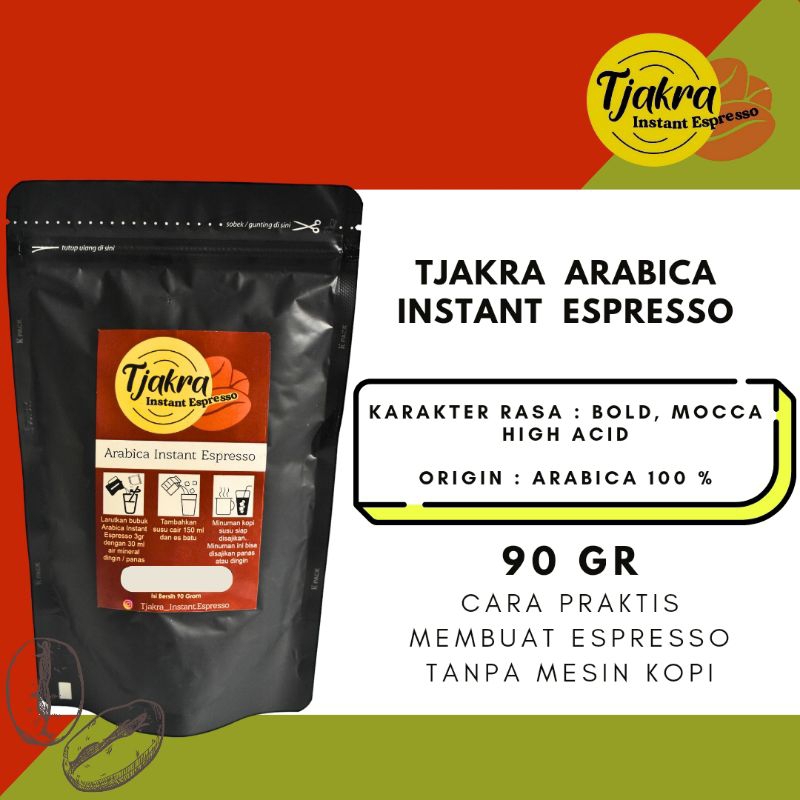 

Black Coffee l Kopi Arabica Tjakra Instant Espresso 90 gr l Kopi Larut Air Tanpa Ampas