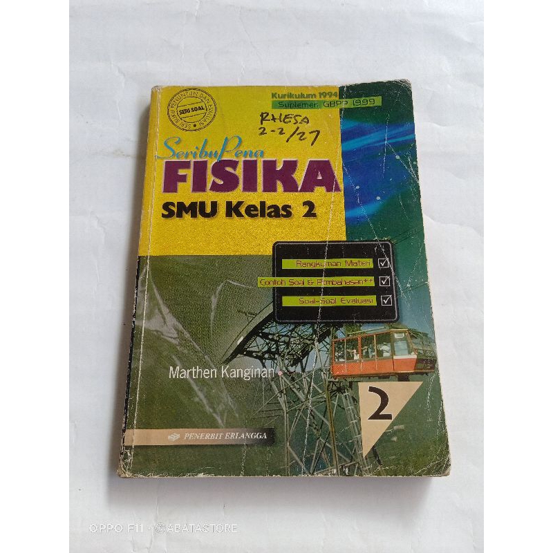 BUKU SERIBUPENA FISIKA SMU KLS 2 KURIKULUM 1994 MARTHEN KANGINAN