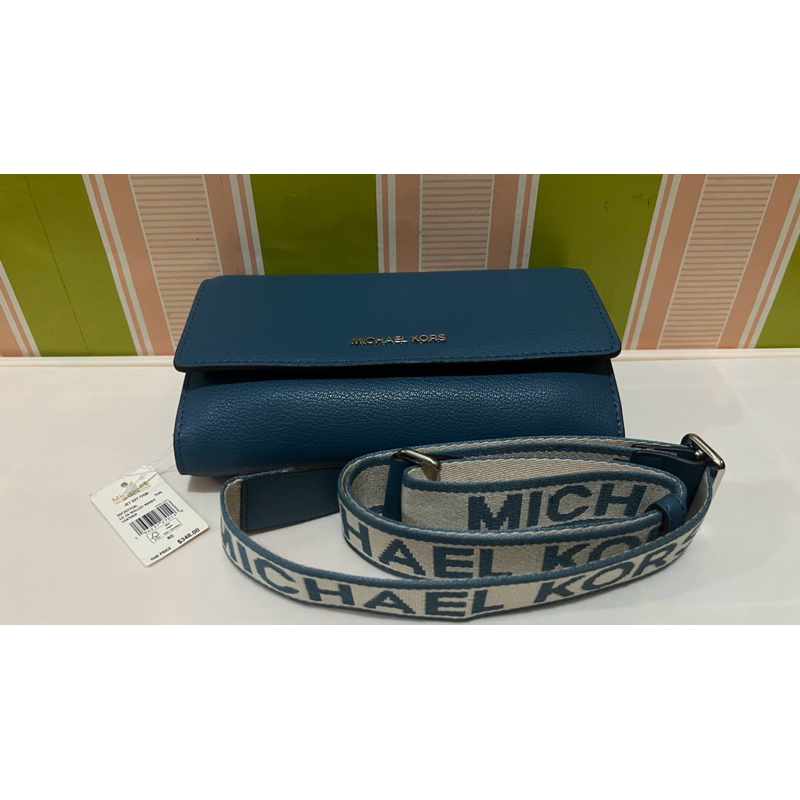 MK Michael Kors Jet Set Item Teal Wallet On Chain Original