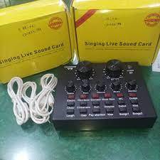 salis_store8 Paket Karaoke Mixer Audio Soundcard V8 Bluetooth dan Mic