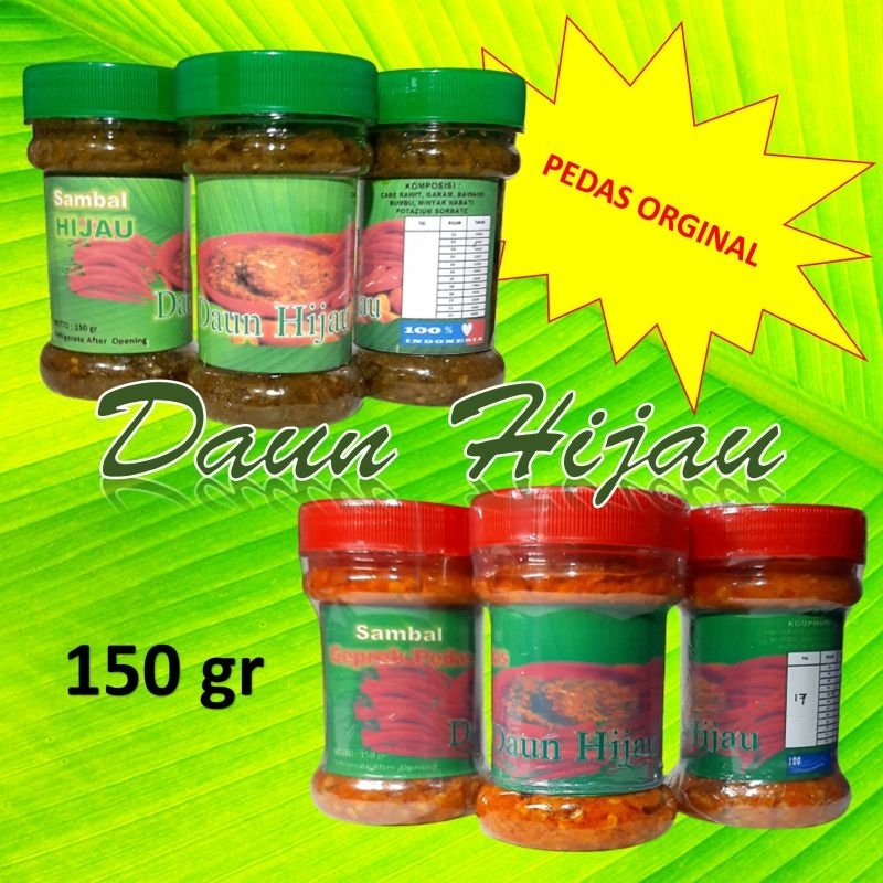 

Aneka Sambal Geprek Pedas dan Sambal Hijau 150 Gr Original Pedas (Daun Hijau)