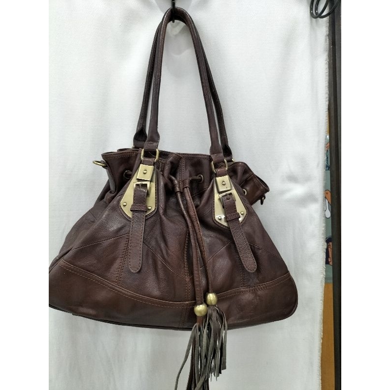 Tote bag serut kulit asli brand Roma jellar preloved.baca deskripsi