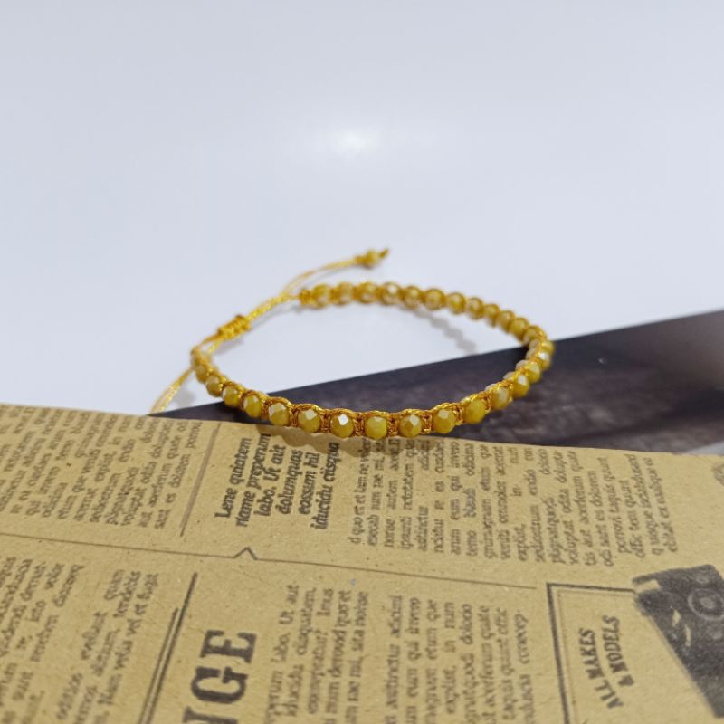 LIMITED Macrame Bracelet Gelang Tangan Tali Kepang Emas Kristal KEKINIAN