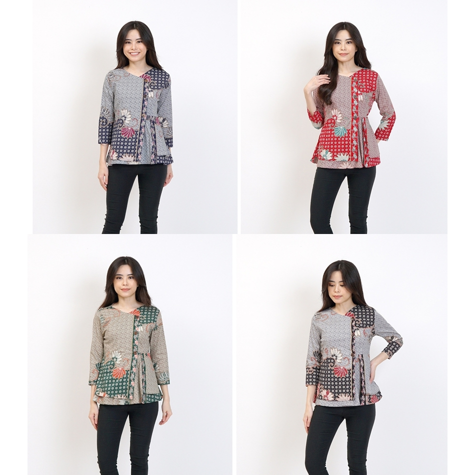 BAJU BLOUSE BATIK WANITA 184 G BAJU BATIK PREMIUM MODERN KANTOR PESTA ELEGAN KASUAL KEKINIAN MODIS E