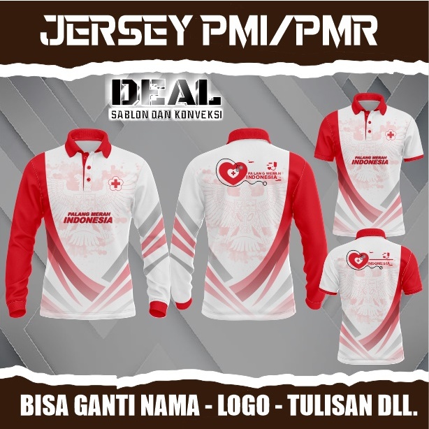 jersey paskibra pmi pmr berkerah kaos relawan printing custom gratis nama logo tulisan dll