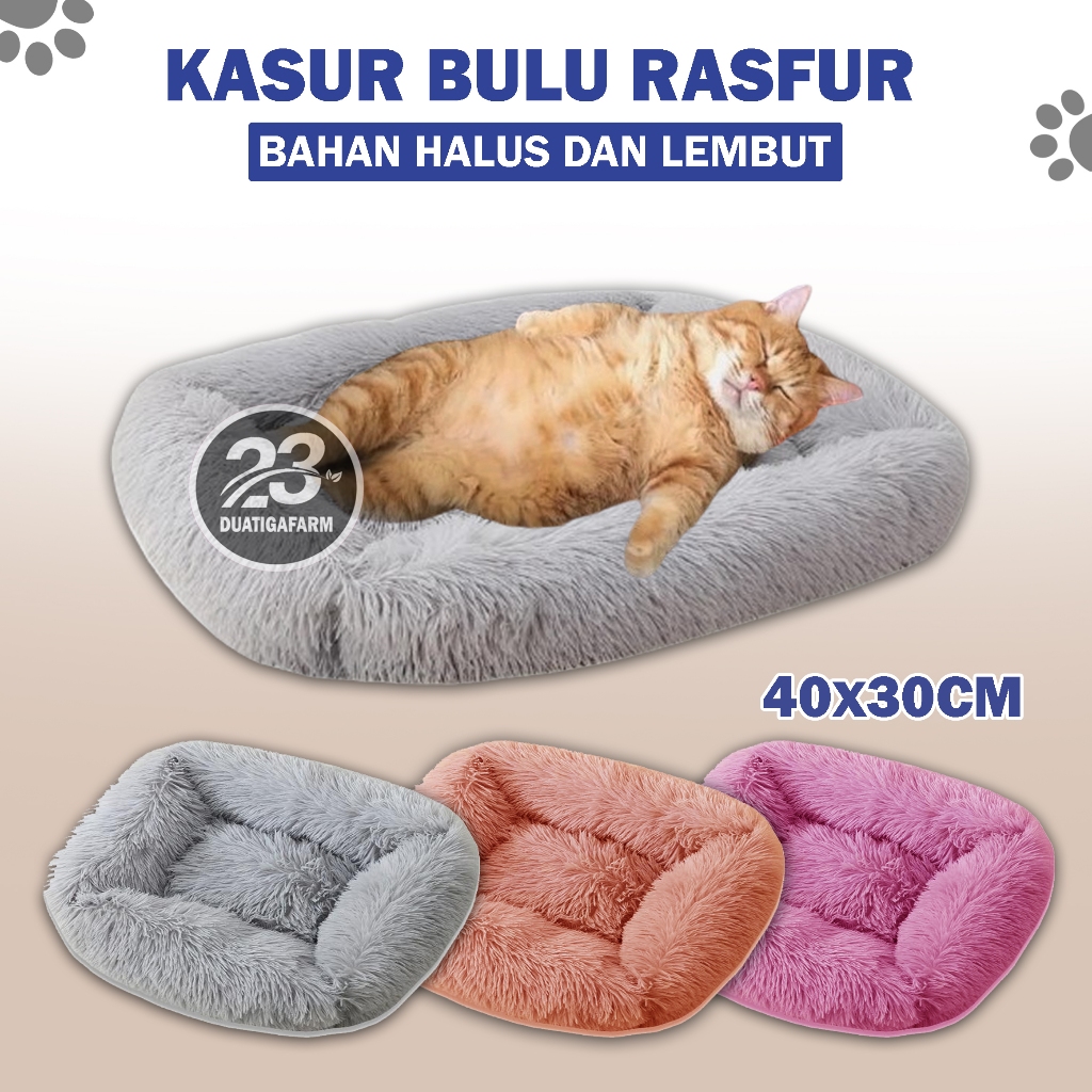 Kasur Kucing alas bulu rasfur Tempat Tidur Kucing 40x30cm Bantal Kucing