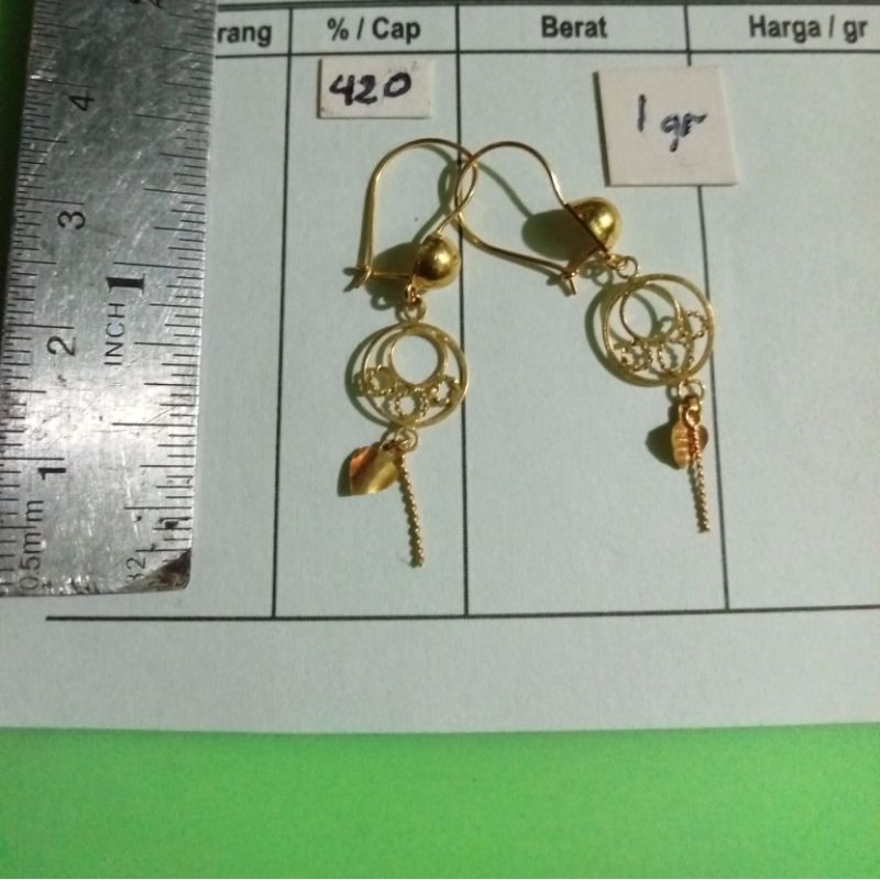 Anting emas dewasa 1grm 420%