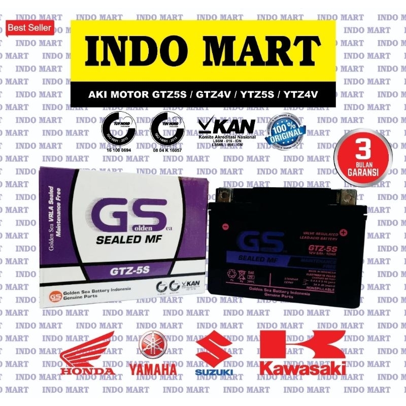 Aki Motor Yamaha Xeon GTZ5 GTZ5S GTZ 5S Golden Sea Accu Kering MF (GTZ5S)