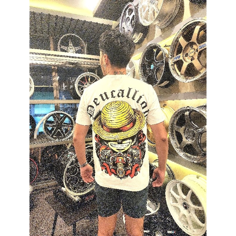 Kaos Anime One Piece Cotton Import / Luffy Warna Putih / T-Shirt Pria / Baju Kaos Unisex