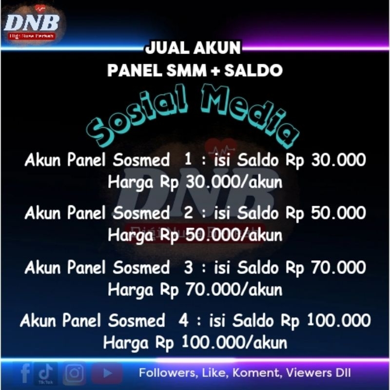Akun Panel SMM Dengan Saldo + bonus 10%