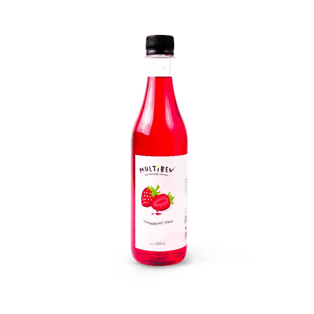 

MultiBev - Minuman Sirup Strawberry Bottle 500ml - Minuman Halal Kekinian ala Kafe