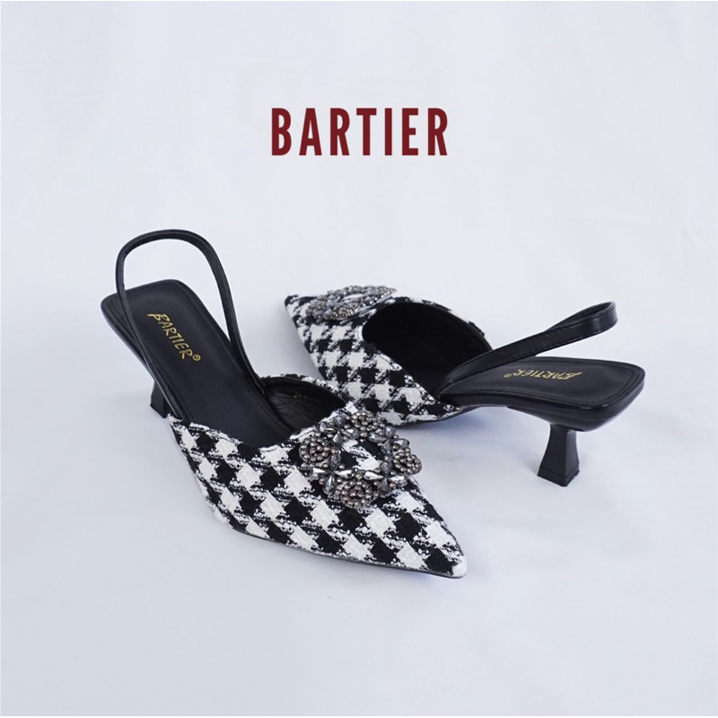 BARTIER - HEELS WANITA 5CM SEPATU SANDAL WANITA TWEED HEELS TALI