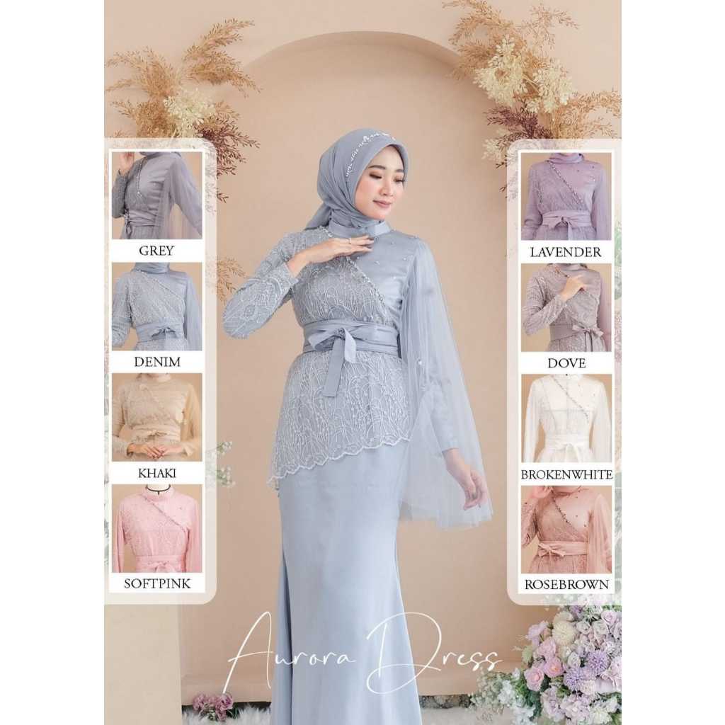 AURORA DRES MERMED ONE SET SATIN MAXMARA  GAUN TERBARU  GAUN PESTA GAUN KORE KEKINIAN ,RIQUES BUSUI 